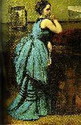 Jean Baptiste Camille  Corot woman in blue oil painting reproduction